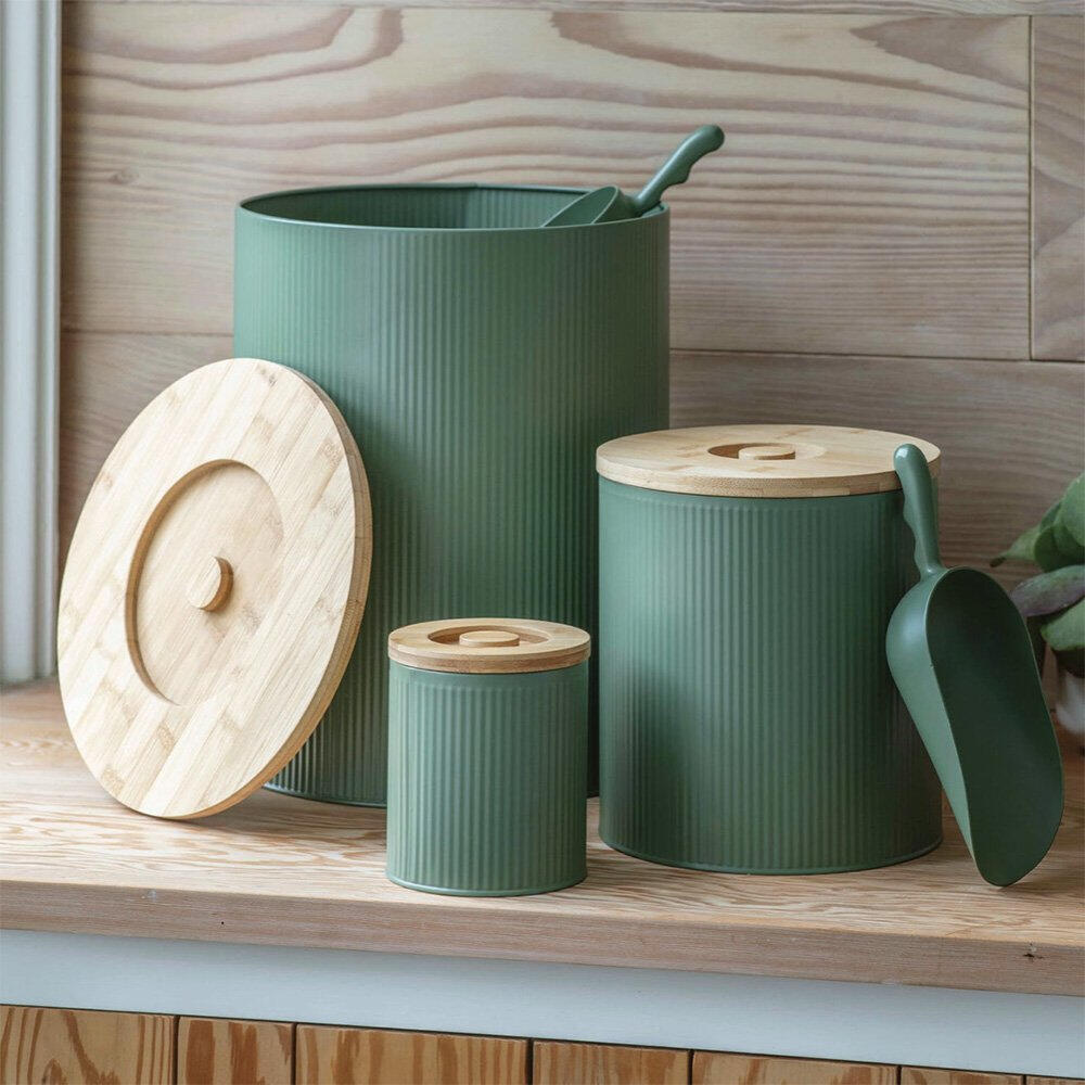 Willow and Stone - Ribbed Pet Food Bin - Thistle Green