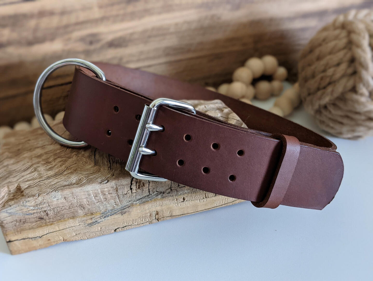WK and D Double Pinned Wide Dog Collar